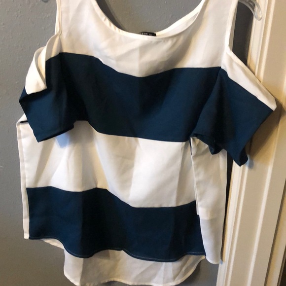 Blouse white and green stripes - Picture 1 of 5